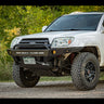 Quartering view of a C4 Overland winch bumper equipped on an early 4th Gen 4Runner.