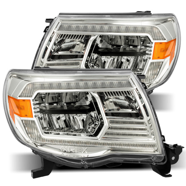 05-11 Toyota Tacoma LUXX Crystal Headlights Plank Style Chrome w/Activation Light/DRL