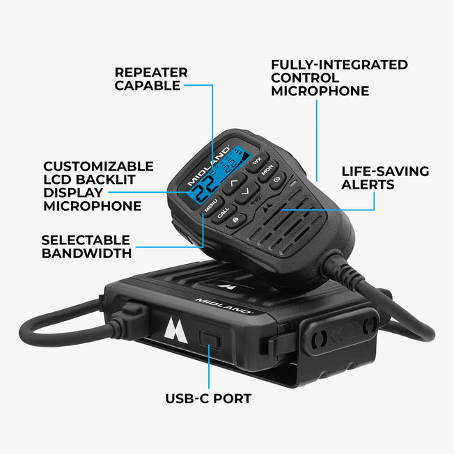 Midland MicroMobile 15 Watt GMRS Radio with Magnetic Mount Antenna (MXT275)