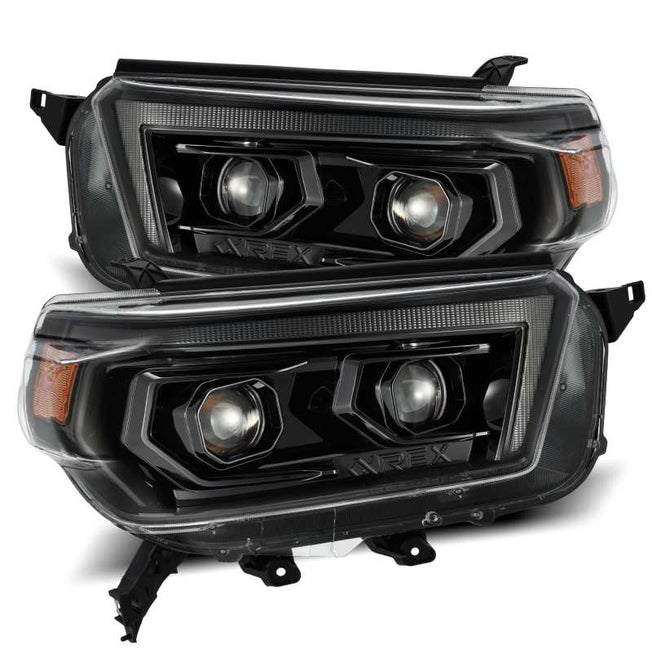 10-13 Toyota 4Runner LUXX LED Proj Headlights Plank Style Alpha Black w/Seq Signal/DRL