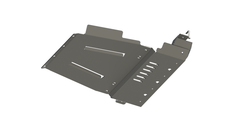 Digital rendering showing the structure and venting on the bottom of the rear skid plate for 4Runners and the GX470.