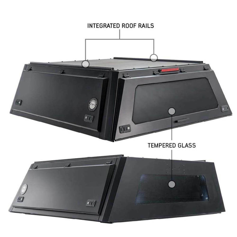 2007-2021 Toyota Tundra Expedition Truck Cap W/Full Wing Doors, Front and Rear Windows & 3rd Brake Light