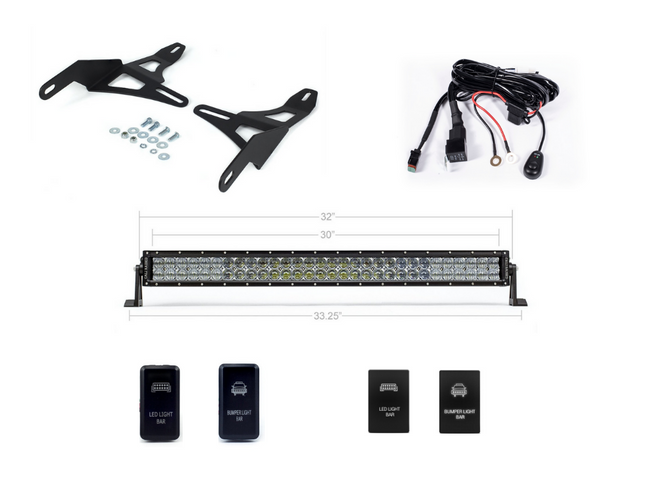 32" Lower Bumper Hidden LED Light Bar Kit Fits 2016-2023 Toyota Tacoma