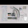 All of the contents of the Oversized Tire Fitment kit laid out on a white table.