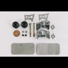 Contents of the Body Mount Relocation kit laid out on a white table.