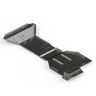 Inside view of a digital rendering of the full skid plate system for the 4th Gen Tacoma Hybrid showing the internal structure and reinforcements.