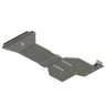 Digital rendering showing the full skid plate kit from C4 for the 2024+ Tacoma Hybrid with the sway bar disconnect system.