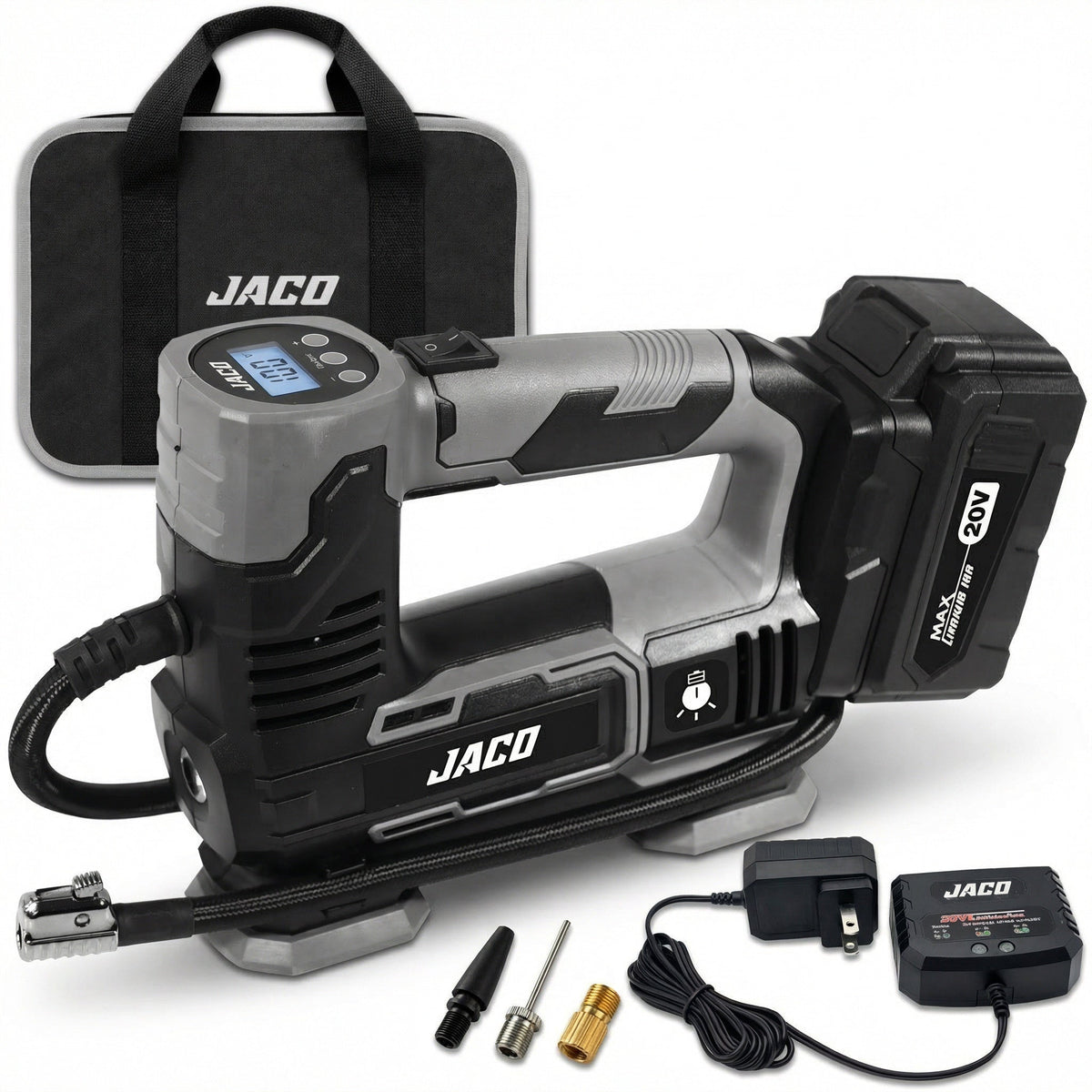 20V Cordless Tire Inflator Portable Air Compressor | 4.0Ah Lithium-Ion Battery Powered Air Pump