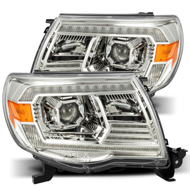 05-11 Toyota Tacoma LUXX LED Projector Headlights Plank Style Chrome w/Activation Light/DRL