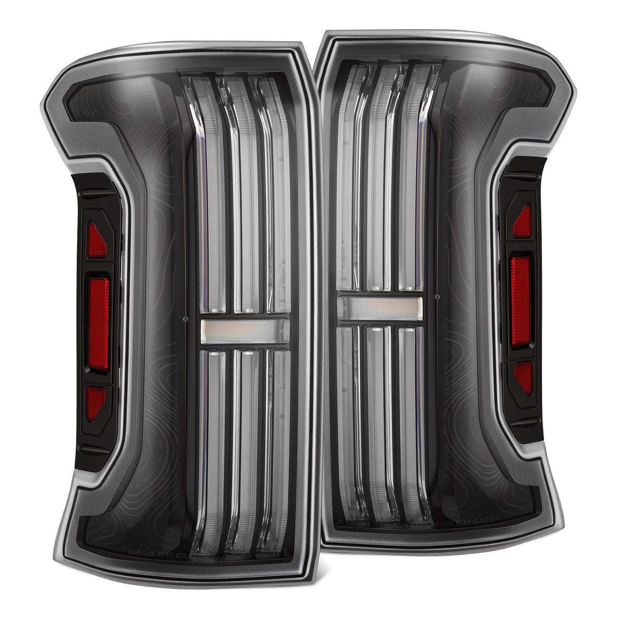 24-26 Toyota Tacoma TOPO-ETCH NOVA-Series Prismatic LED Tail Lights Black Clear | AlphaRex
