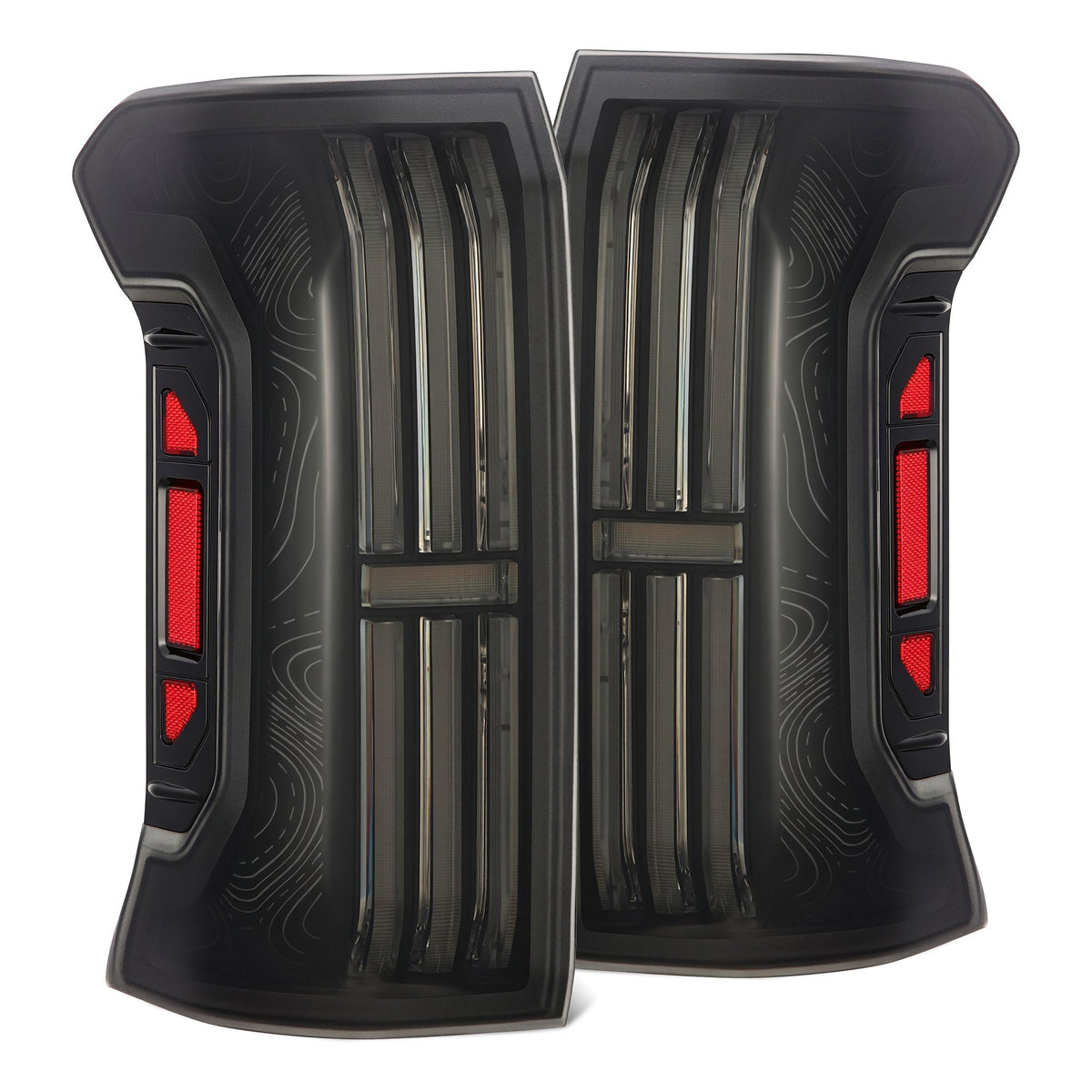 24-26 Toyota Tacoma TOPO-ETCH NOVA-Series Prismatic LED Tail Lights Black Smoke | AlphaRex
