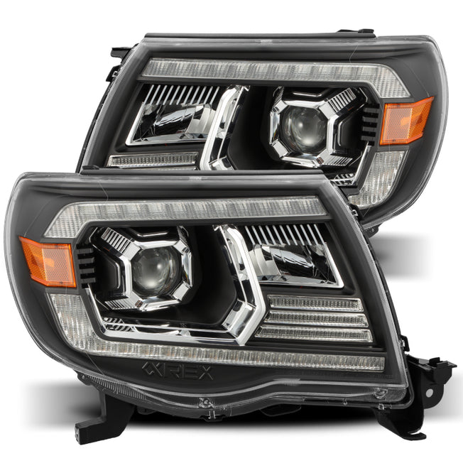 05-11 Toyota Tacoma LUXX LED Projector Headlights Plank Style Black w/Activ Light and DRL