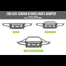 Collection of digital renderings showing the three bull bar variants available for the Hybrid Tundra bumper - no bull bar, mid-height bull bar and full-height bull bar with tube gussets. 