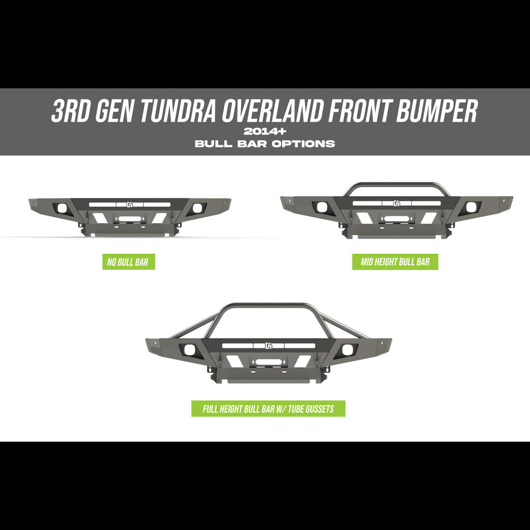 Cover photo for the C4 Overland front winch bumper for the late 2nd Gen Tundra with the background faded out and emphasis on the bumper and truck.