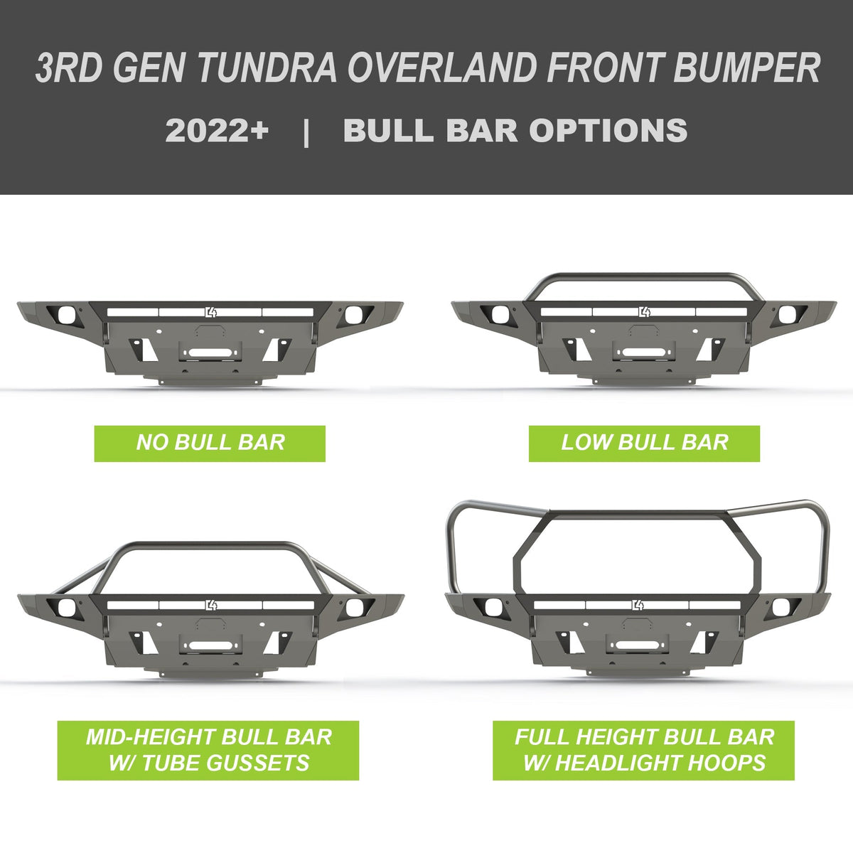 Cover photo for the C4 Overland front winch bumper for the 3rd Generation Tundra with the background faded out and emphasis on the bumper and Tundra.