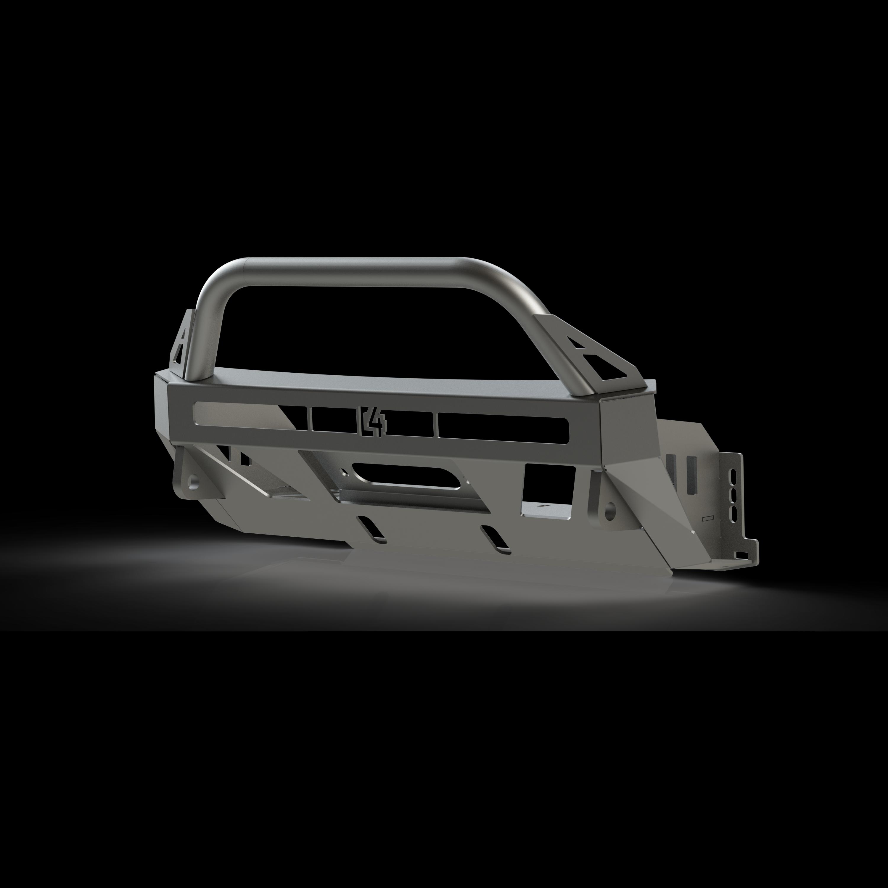 Detailed front view of a digital rendering of the C4 low profile front bumper for 5th generation 4Runners 2014+