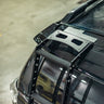 Close-up view of the top of the Summit Hatch Ladder showing the landing pad step up top as well as the textured rubber inserts that go on each step. 