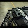 Top view of the Summit hatch ladder showing the rubber tread inserts on the ladder steps as well as the top landing pad step. 