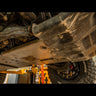 Side view of the TRD Pro skid when amended by the C4 Fabrications Integration Skid Plate.