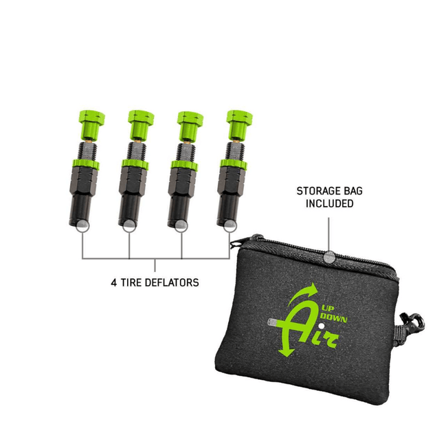 4 Piece Adjustable Tire Deflator Kit & Storage Bag | PSI 10-30 Lbs.