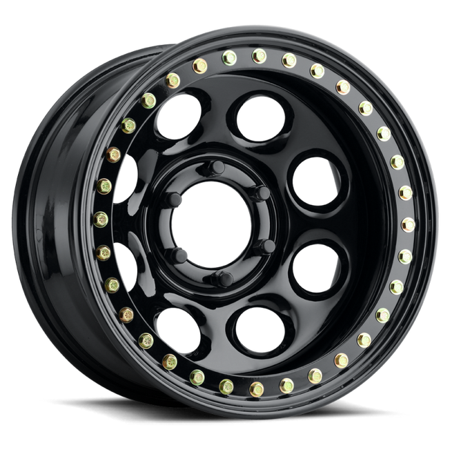 RT81 Rock 8 16x8in / 6x139.7 BP / -19mm Offset / 107.95mm Bore - Gloss Black Beadlock Wheel