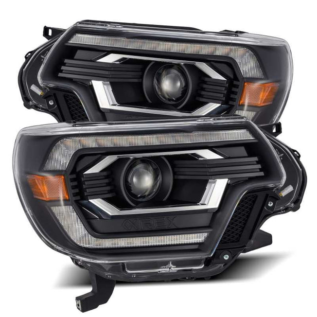 12-15 Toyota Tacoma LUXX LED Projector Headlights Plank Style Black w/DRL