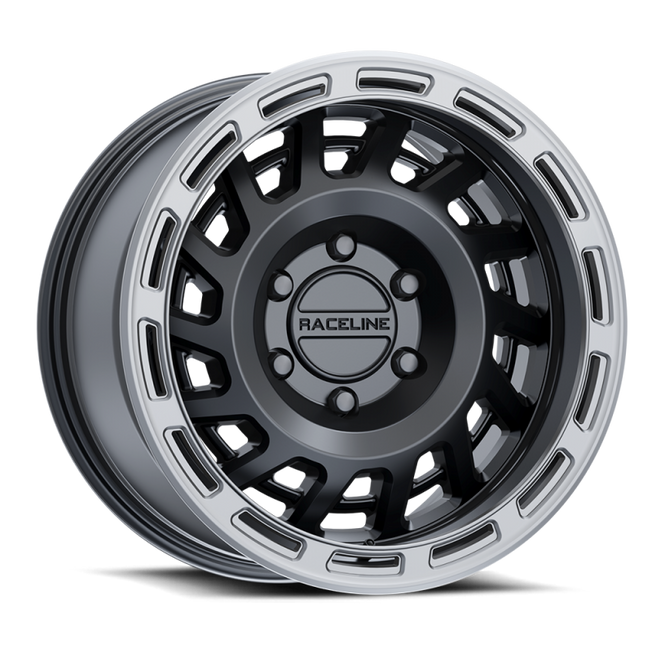 957BS Halo 17x8.5in / 6x139.7 BP / 0mm Offset / 106.1mm Bore - Black & Silver Lip Wheel