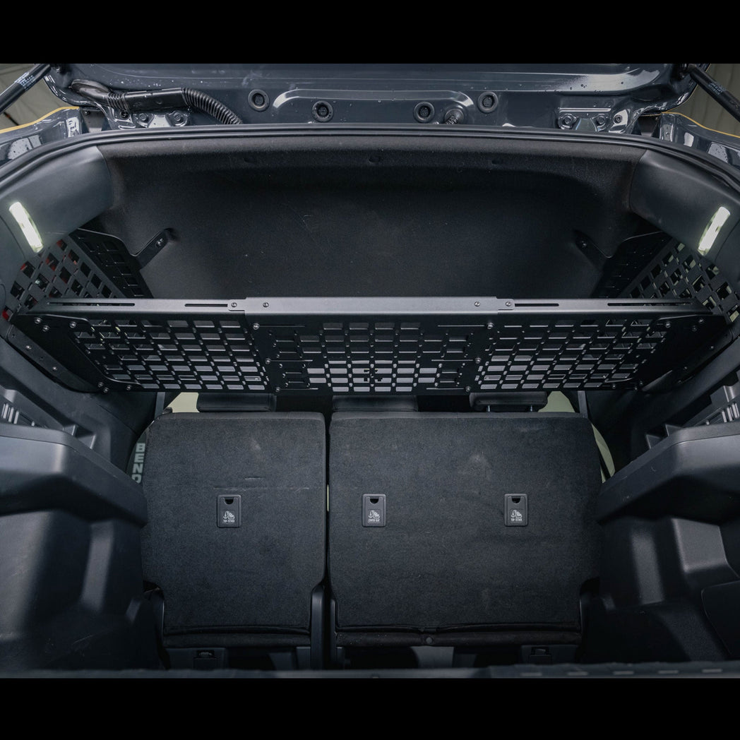 Full-Width shot of the 6th Gen 4Runner MOLLE Panel Shelf for Rear Window Molle Panels