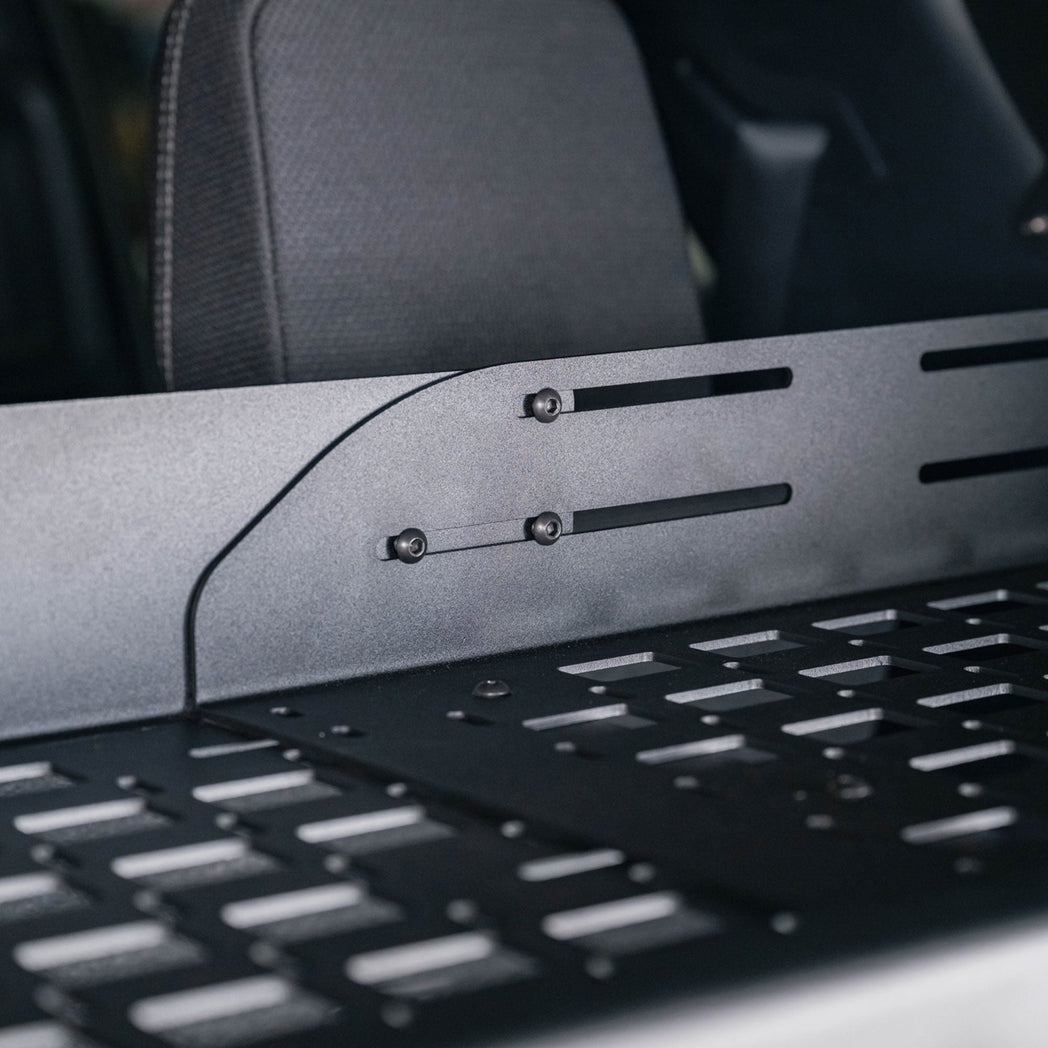 Adjustable width points on the 6th Gen 4Runner MOLLE Panel Shelf allow for adjustable height.