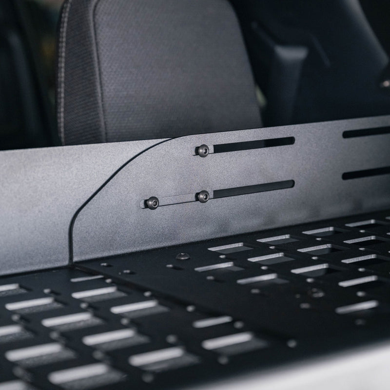 Adjustable width points on the 6th Gen 4Runner MOLLE Panel Shelf allow for adjustable height.