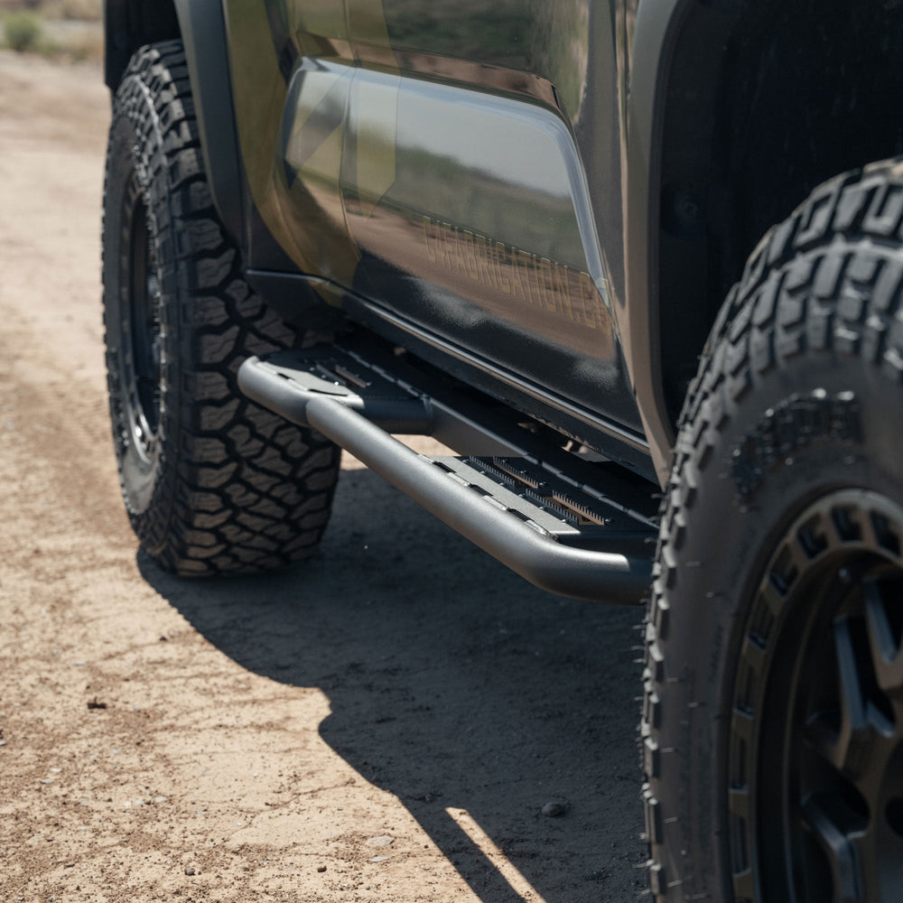 Front angle with illuminated Rock sliders for the 6th Gen Toyota 4Runner