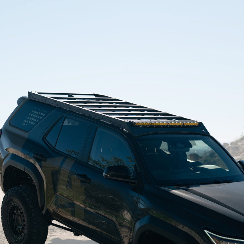 C4 Fabrication 6th Gen 4Runner Roof Rack with 8 Crossmembers and light mounting.