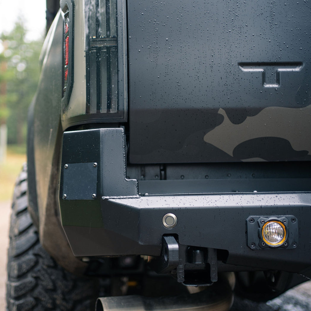 Close up of the construction of the C4 Overland rear bumper for the 2024+ Tacoma.