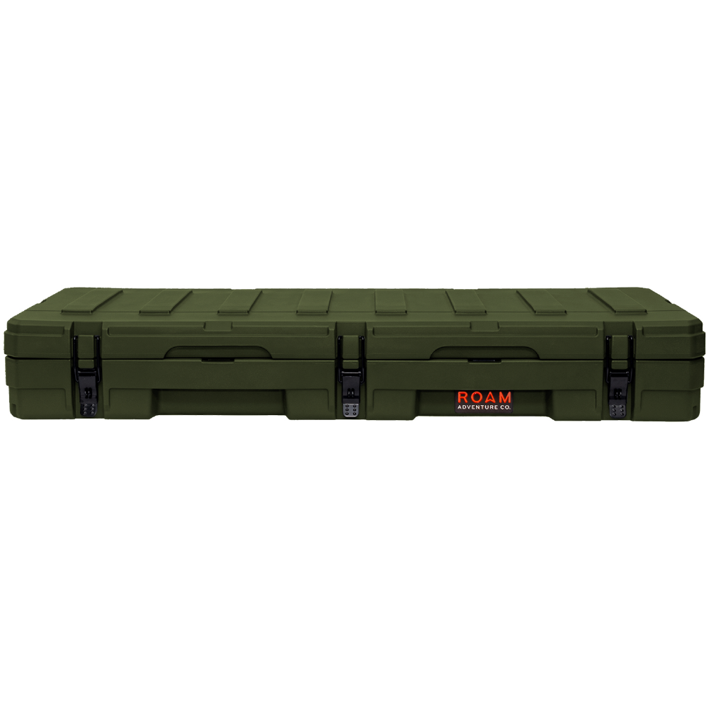 Back of the Black 83L Rugged Case shows drain plug and bottle opener