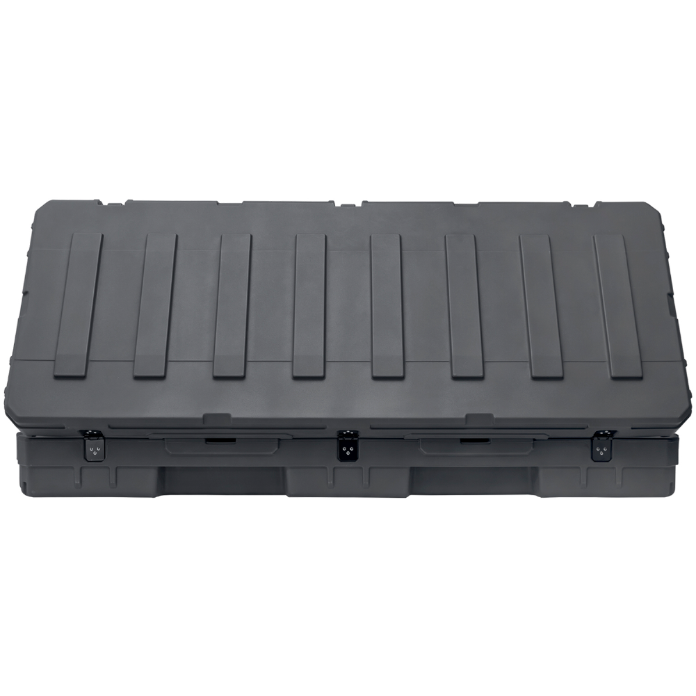 Back of the Slate 83L Rugged Case shows drain plug and bottle opener