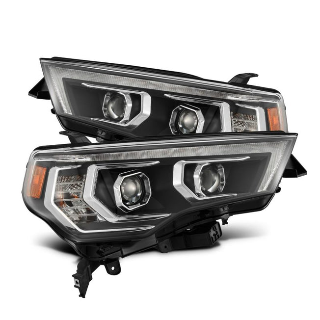 14-22 Toyota 4Runner AlphaRex LUXX-Series LED Proj Headlights Blk w/Actv Light & Seq. Sig + DRL