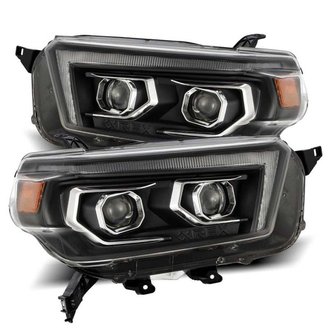 10-13 Toyota 4Runner LUXX LED Proj Headlights Plank Style Black w/Seq Signal/DRL