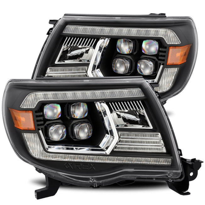 05-11 Toyota Tacoma NOVA LED Projector Headlights Plank Style Alpha Black w/Activ Light/DRL