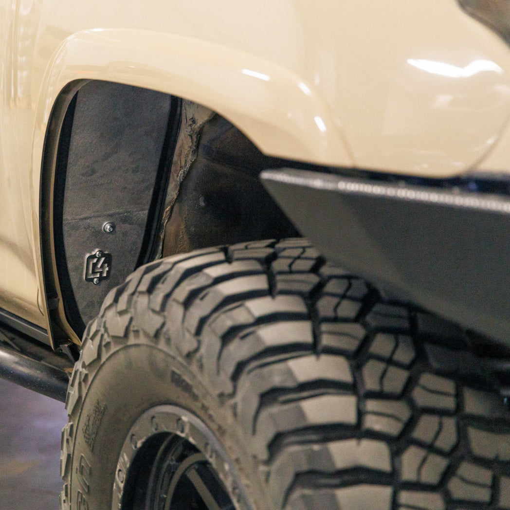 Front back view of the C4 High Clearance Fender Liners kit for the 2010-2024 Toyota 4Runner.