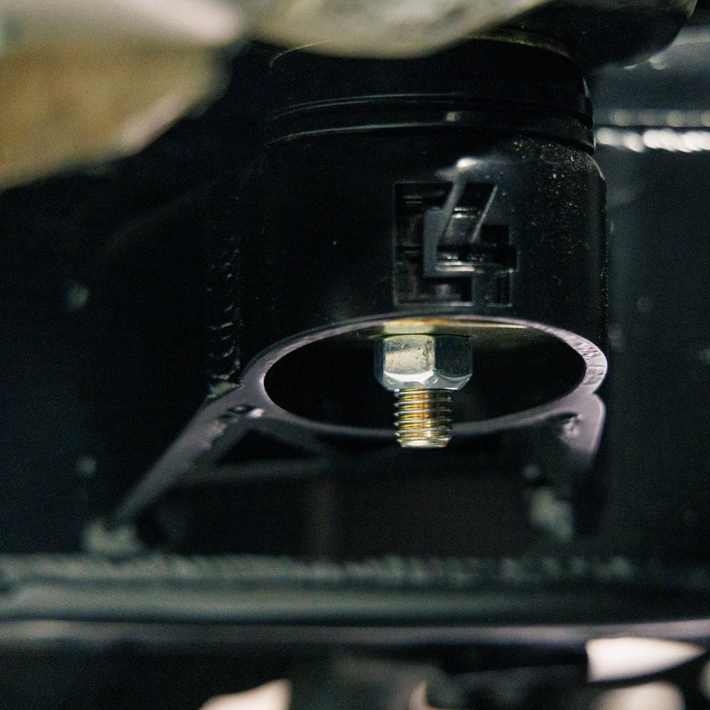 Close up view of the Body Mount Relocation Kit from C4 Fabrication. 