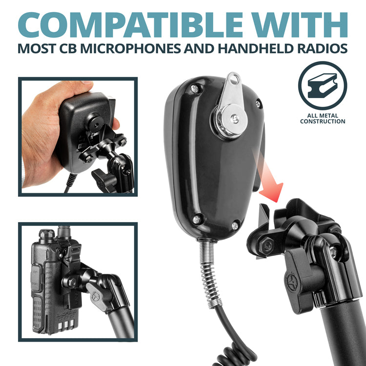 CB Radio/Microphone Holder | TRAXX™ - Slim Track Base | 6" DuraLock Arm