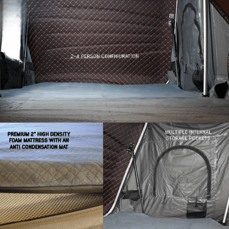 HD Bundu Cantilever Hard Shell Roof Top Tent, Grey Body & Green Rainfly