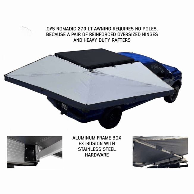 OVS HD Nomadic 270 LT Awning - Dark Gray With Black Travel Cover Universal
