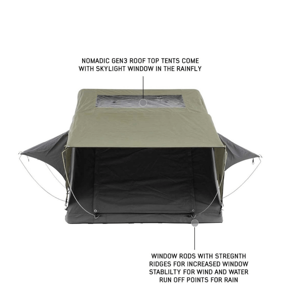 HD Nomadic 2 Extended Soft Shell Roof Top Tent, Grey Body & Green Rainfly