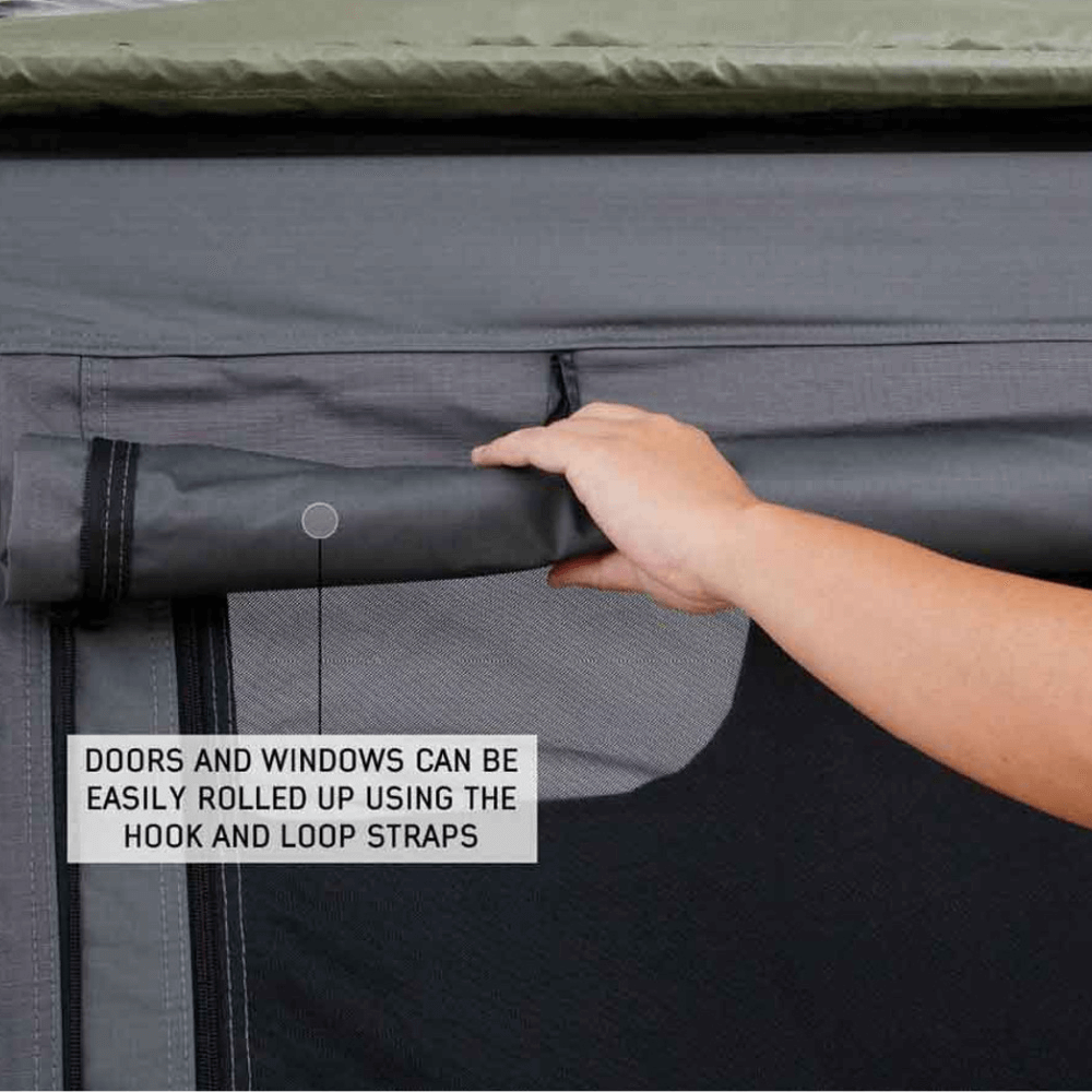 HD Nomadic 2 Extended Soft Shell Roof Top Tent, Grey Body & Green Rainfly