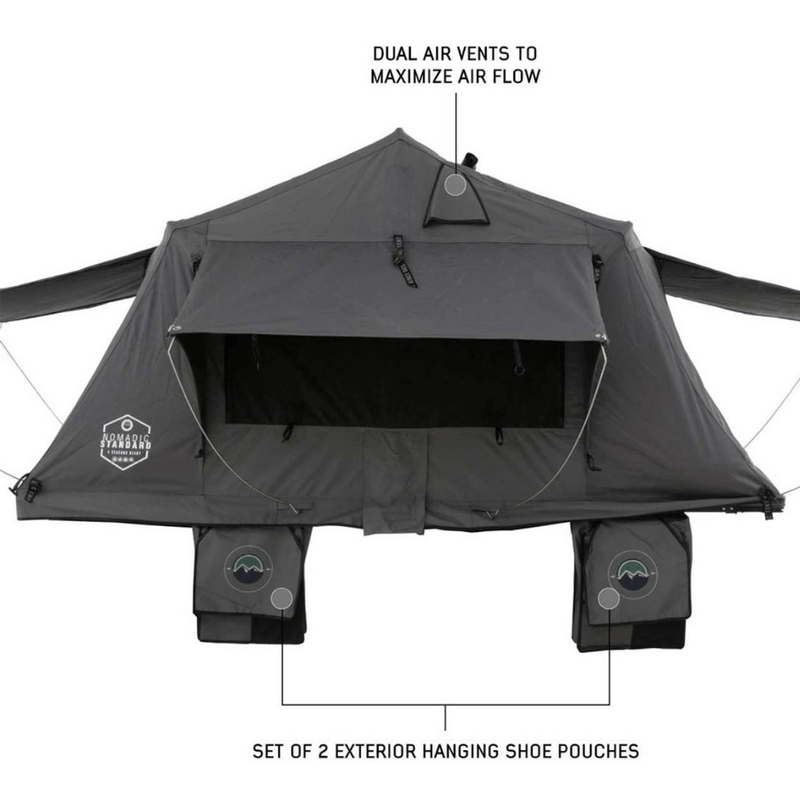 HD Nomadic 2 Standard Soft Shell Roof Top Tent, Grey Body & Green Rainfly