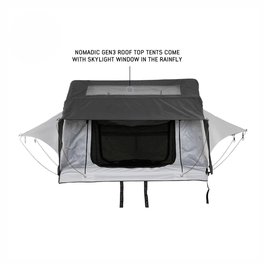 HD Nomadic 3 Arctic White Extended Soft Shell Roof Top Tent, White Body Dark Grey Rainfly