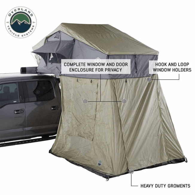 HD Nomadic 4 Roof Top Tent Annex Green Base With Black Floor & Travel Cover