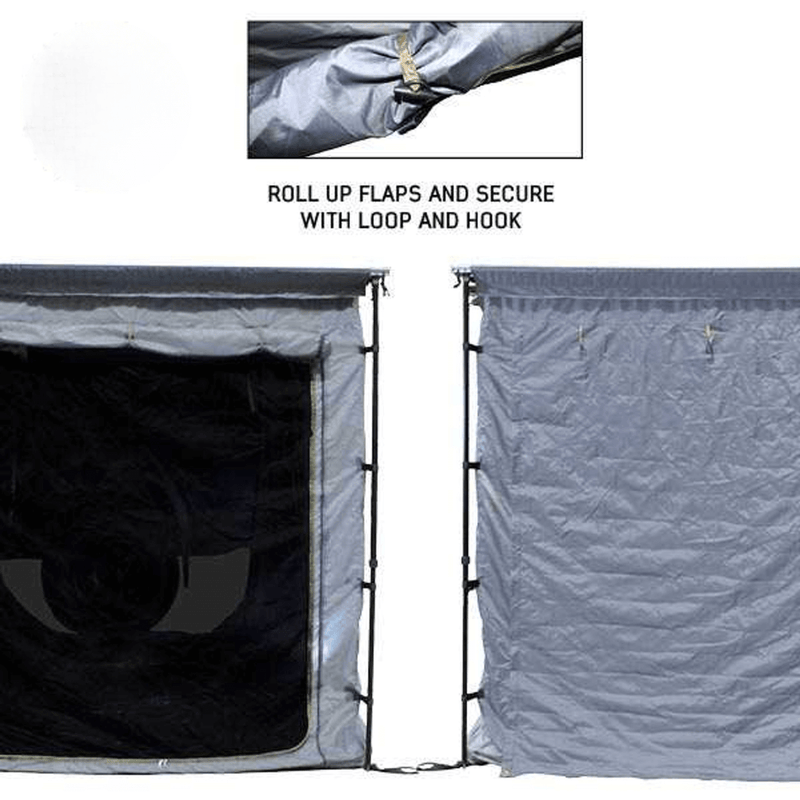 HD Nomadic Awning Room Enclosure, Grey Body, Green Trim (4 Walls & Floor)