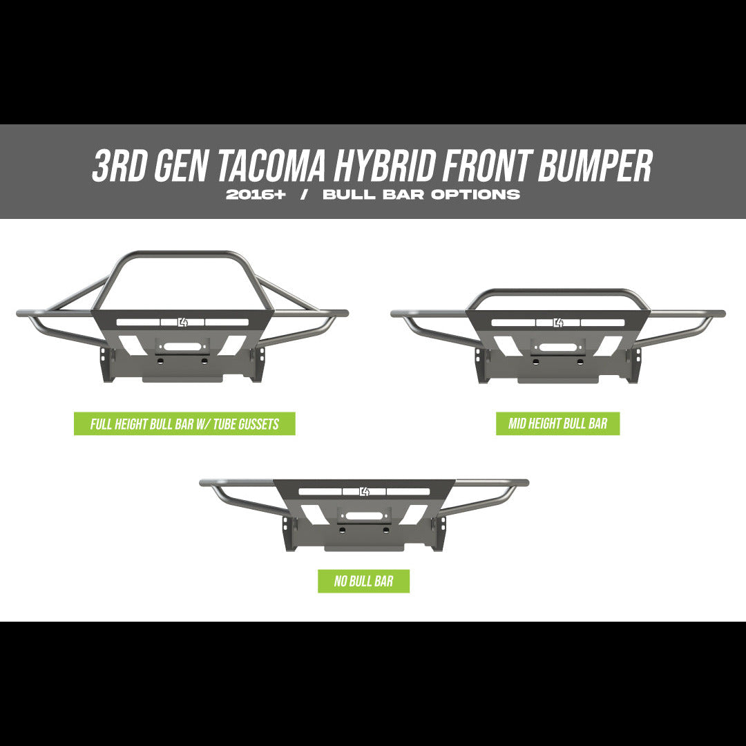 Cover photo of the C4 Hybrid front bumper for 3rd Gen Toyota Tacomas with the background faded out and emphasis on the truck and bumper.